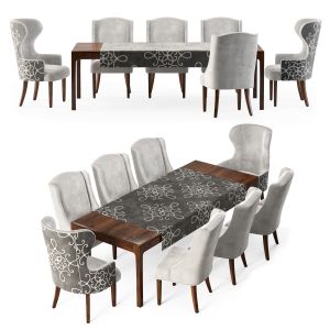 Dove Gray Velvet Dining Chairs&table