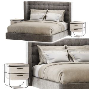 Modern Velour Gray Double Bed Gd25