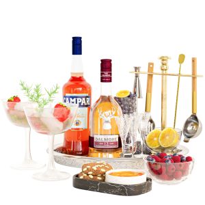 Tray With Alcohol And Fruit