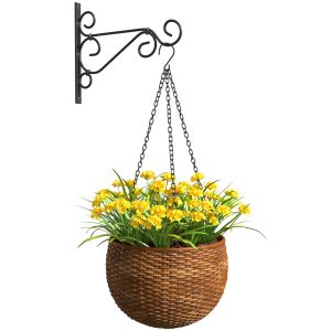 Hanging Basket Flowerpot Rattan Pot With Flowers