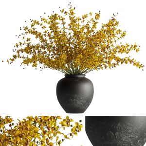 Bouquet Of Flowers In A Black Vase