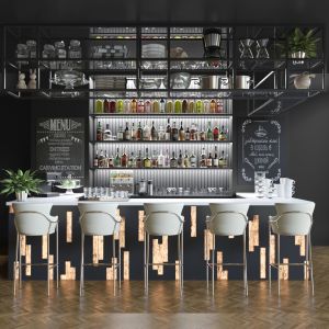 Large Designer Bar Counter With Alcohol