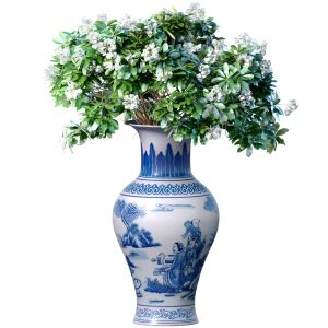 Bouquet Of White Flowers In A Chinese Vase A Pot