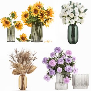 Bouquets Of Flowers Peonies Sunflower Roses Vase