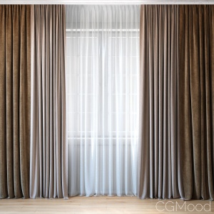 Curtains With Tulle Set 02