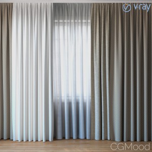 Curtains With Tulle V-ray Set 03