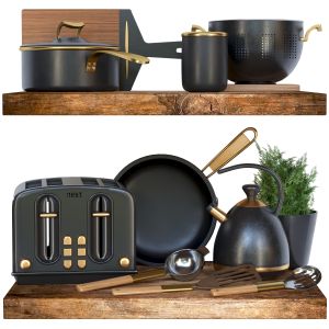 Collection Of Dishes And Kitchen Appliances
