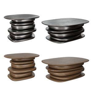 Set Of Metal And Wood Coffee Tables