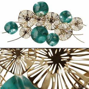 Wall Decor Flowers Golden-turquoise
