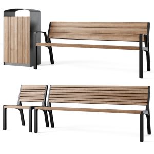 Miela Park Benches With Waste Bin Prax By Mmcite