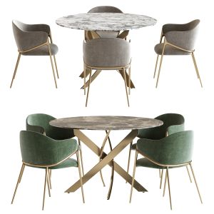 Metal Solid Back Arm Dining Chair And Dining Table