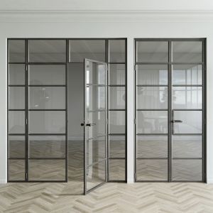 Set 5 Steel Frame Glass Doors