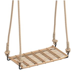 Natural Bamboo Swing With Jute Rope And Metal