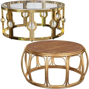Art Deco Gold Coffee Tables Set