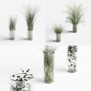 Grass decorations collection in vases v1