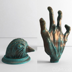 Oxidated Bronze material with sculptures