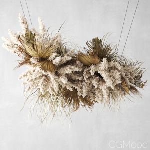 Pendant Decor  Pampas Grass And Dried Palm Leaves