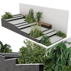Landscape Furniture Stairs With Plant And Garden