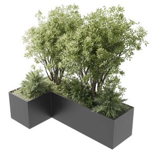 Concrete Box Plants On Stand - Set Outdoor Plant 1