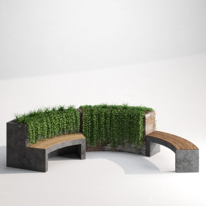 Recycled Metal Eco Friendly Curved Planter Bench