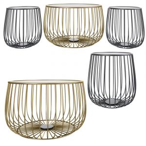 Gold Round Industrial Wire Coffee Table