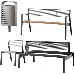 Vera Park Benches With Litter Bin Lena By Mmcite