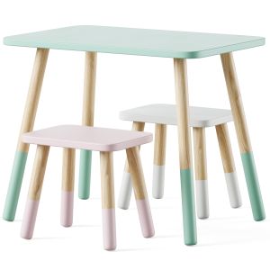 Wooden Table And Stool Set Grechen Style Kids