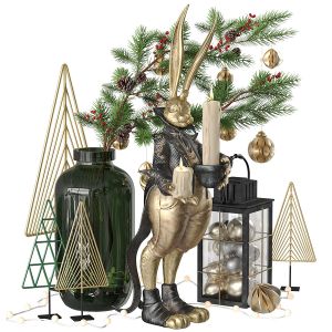 Christmas Decorative Set With Rabbit