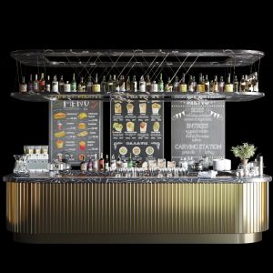 Contemporary Bar With Alcohol And Copper Design