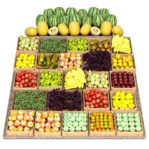 Fruit And Vegetable Crates In The Market