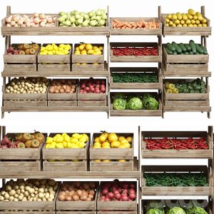 Showcase With Fruits And Vegetables In A Supermark