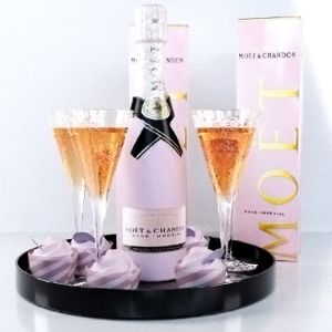 Pink Alcoholic Set Of Champagne And Crystal Glasse
