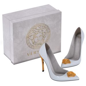 Versace_white Leather Palazzo Pointed Toe Shoes
