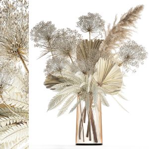 Bouquet Of Dried Flowers Vase Pampas Fern Hogweed
