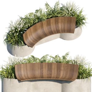 Bench With Plants - Urban Furniture 03